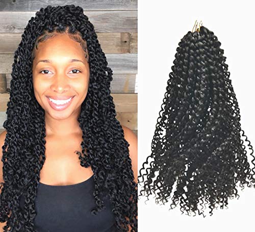 Passion Twist Crochet Hair Water Wave Soft Bohemian Curl Braiding Hair Extensions (#1B 18inch 6packs)