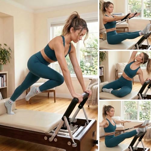 Image of Pilates Socks for Mother's Day,Women Pilates Heart Grip Socks Cuffs,Anti-Skid Cotton Grip for Ballet,Home,Studio 1Pair