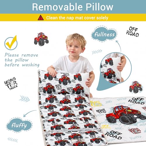 Image of Lasoftan Toddler Nap Mat with Pillow and Blanket, Extra Large Rolled Napping Mats,Slumber Bags for Boys Girls,Kids Sleeping Bag for Daycare, Preschool Travel Camping