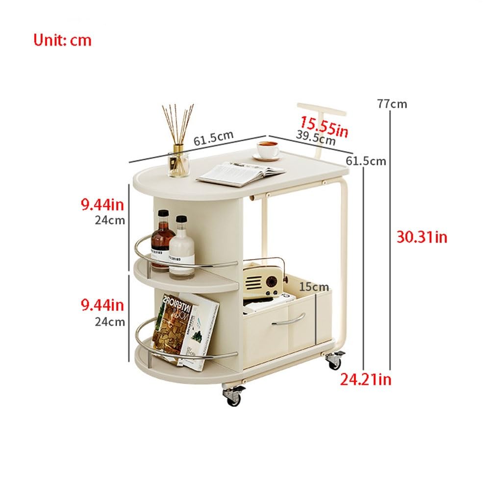 RENEESME Sofa Sofa Side Table Cream Wind Simple Modern Bedside Sideboard Removable Coffee Table Living Room Cart Home Table Sofas for Living Room