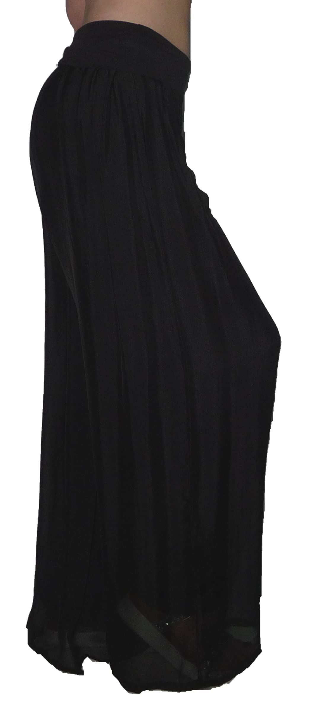 Pantaloni Lunghi Seta Larghi Palazzo Vaporosi Elegante Casual Elasticizzato in Vita Ragazza Donna Moda Glamoure