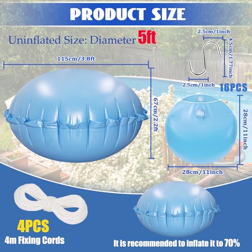 Almohadas para piscina 5Ft con 16 pesos para cubierta miniatura 2