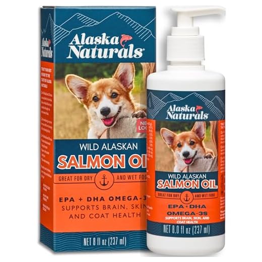 Alaska Naturals Wild Alaskan Salmon Fish Oil Supplement for Dogs Skin and Coat with EPA DHA Omega 3 Fatty Acids Liquid Food Topper 8 oz. Pump
