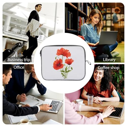 Funda para portátil de 14 pulgadas ligera con protector acolchado de amapola 7