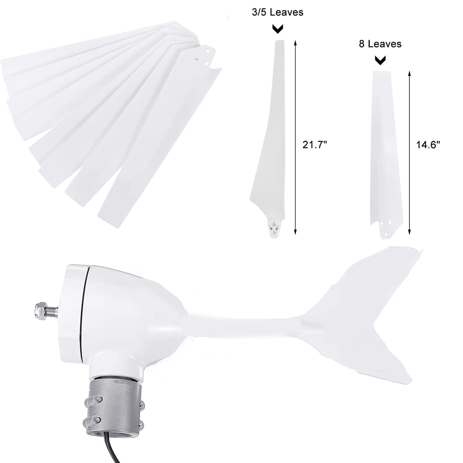 Generatore Eolico Orizzontale a 10 Pale a Basso Rumore 10000W,Bianca,24V | Mulino a vento 12V 24V 48V Set completo generatore Maglev per casa, giardino, barca (bianco)
