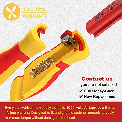 Eacker 1000V Insulated Screwdriver Set with Life-time Warranty Included,All-in-One Premium Professional 13-Pieces CR-V Magnetic Phillips Slotted Pozidriv Torx Screwdriver