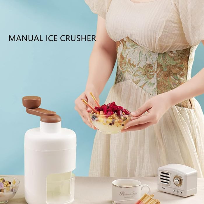 Image of Garth Portable Gola Maker Ice Crusher and Shaved Ice Machine, Hand Shaved Ice Machine Manual Fruit Smoothie Machine Mini Household Ice Shaver Ice Crusher