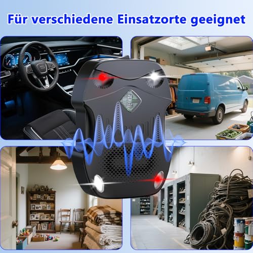 Marderschreck Auto 12V – Ultraschall Marderabwehr mit Blitzlicht für Motorraum, Garten & Dachboden | USB & Batteriebetrieb