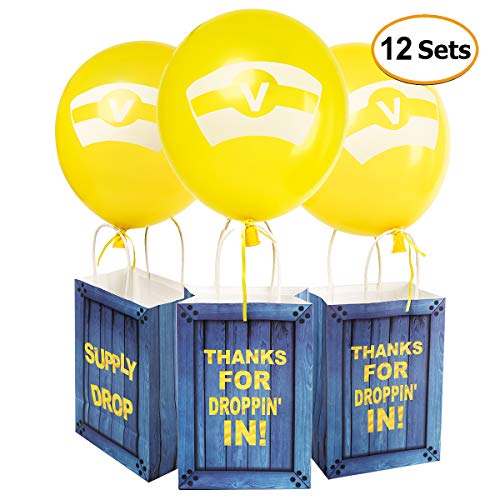Game Theme Birthday Party Paper Gift Bags with Latex Balloons Set - Party