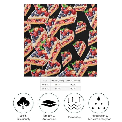 A Piece of Fruit Cake Watercolor Cute Square Hair Scarves Neck Wraps Headscarf Kerchief Bandanas Unisex 18"/25"2