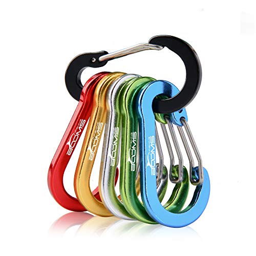 Booms Fishing CC1 Multi-Use Carabiner Clip 6 Pack Small Caribeener Clips Mini Keychain Caribeaner Clip 2 inch Aluminum D Ring Carabiners Assorted Colors