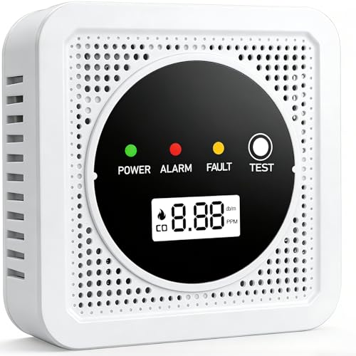 Smoke and Carbon Monoxide Alarm Dual Sensor Combination Smoke CO Detector with Digital Display & Replaceable Battery 85dB Loud Alarm for Home Garage Office RV