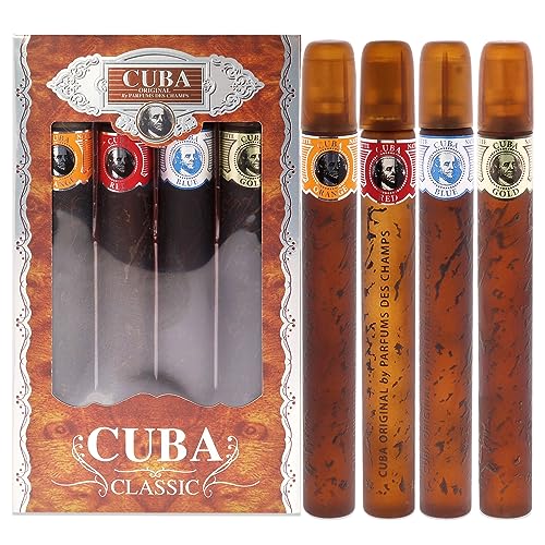 Cuba Classic For Men Gift Set Eau De Toilette Spray, 4 X 1.17 Oz