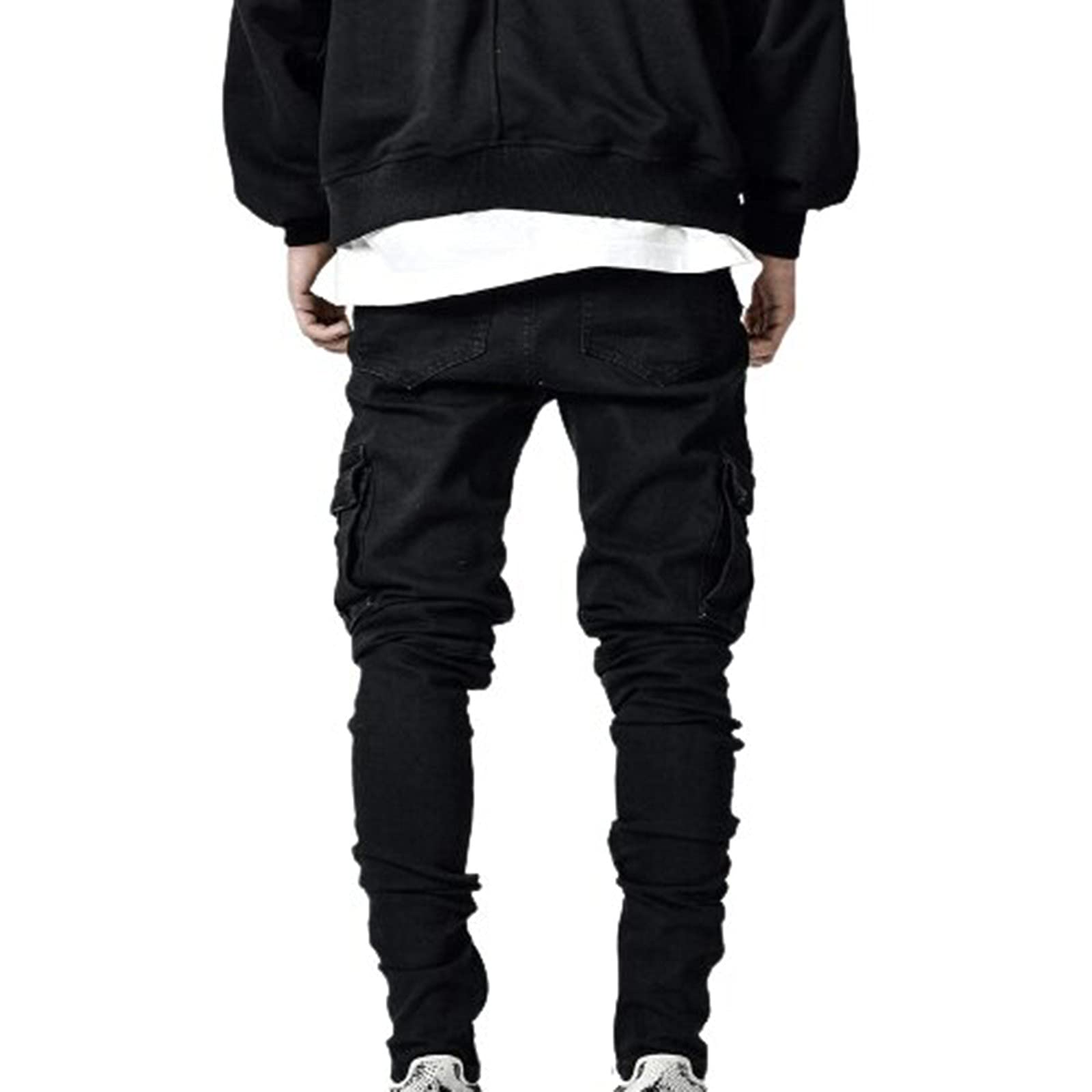 Vintage Cargo Skinny Jeans dla mężczyzn retro podarte postarzane spodnie dżinsowe z niskim stanem z wieloma kieszeniami spodnie dżinsowe Streetwear