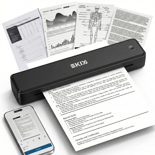 Image of EKIY 2026 Mini Wireless A4 Portable Inkless Thermal Printer with Roll Paper Storage| Rechargeable 2600mAh Type-C | Android, iOS & Laptop with Bluetooth /USB Interface |1 Year Warranty (Black)