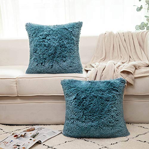 Image of Faux Fur Throw Pillow Covers for Couch Decorative Pillows 20x20 Inches
