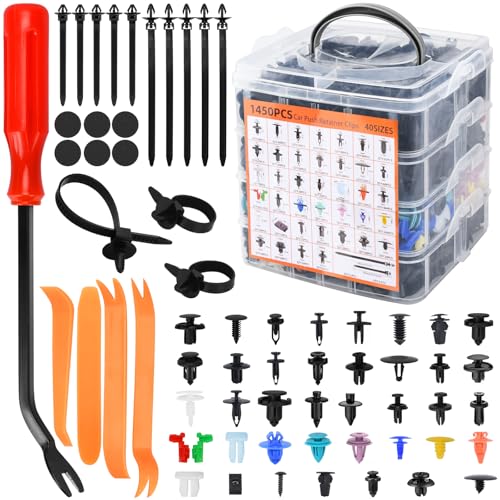 BBWELL ​​Juego de 1815 Clips Remaches Plástico,40 tamaños universales para Clips de Fijación para Coche.​​Grapas Coche,Pasadores de Remaches,​​incluye bridasseparadores y accesorios para herramientas