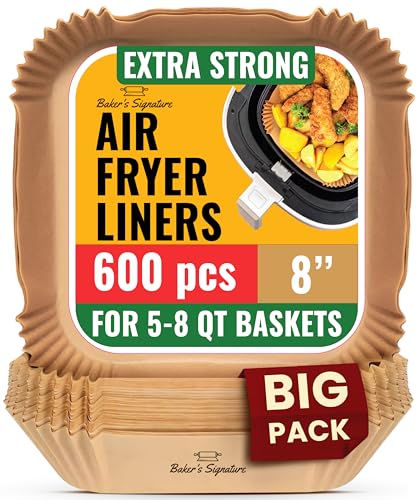 Air Fryer Liners Disposable 600 Pcs, 8" Square Non-Stick Parchment Sheets