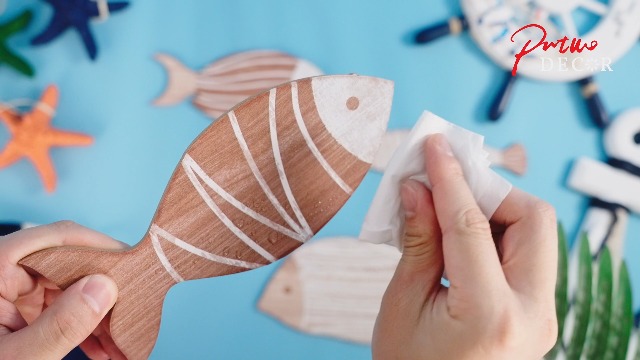 Putuo Decor Holz-Fisch Wanddekoration – Rustikales Set Mit Karomuster, Perfekt Für Badezimmer & Küste
