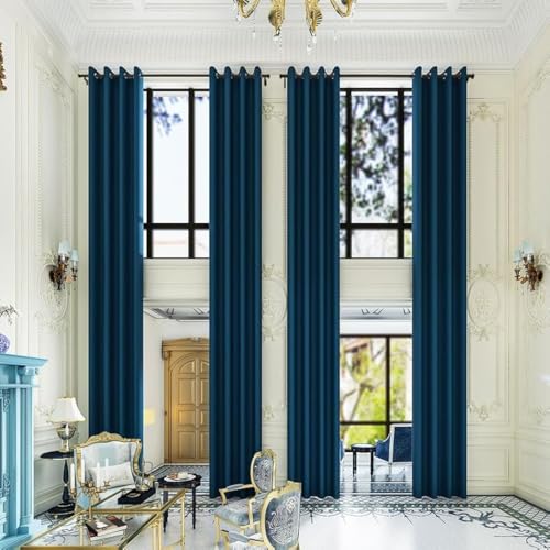 Grichril Extra Long Blackout Curtains, Navy, 100″x216″, 1 Panel