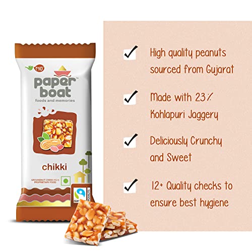Image of Paper Boat Chikki, Peanut Bar, No Added Preservatives and Colours | Gajak | Sweets | Made with Jaggery | Gazak (Pack of 60, 25 grams Each)