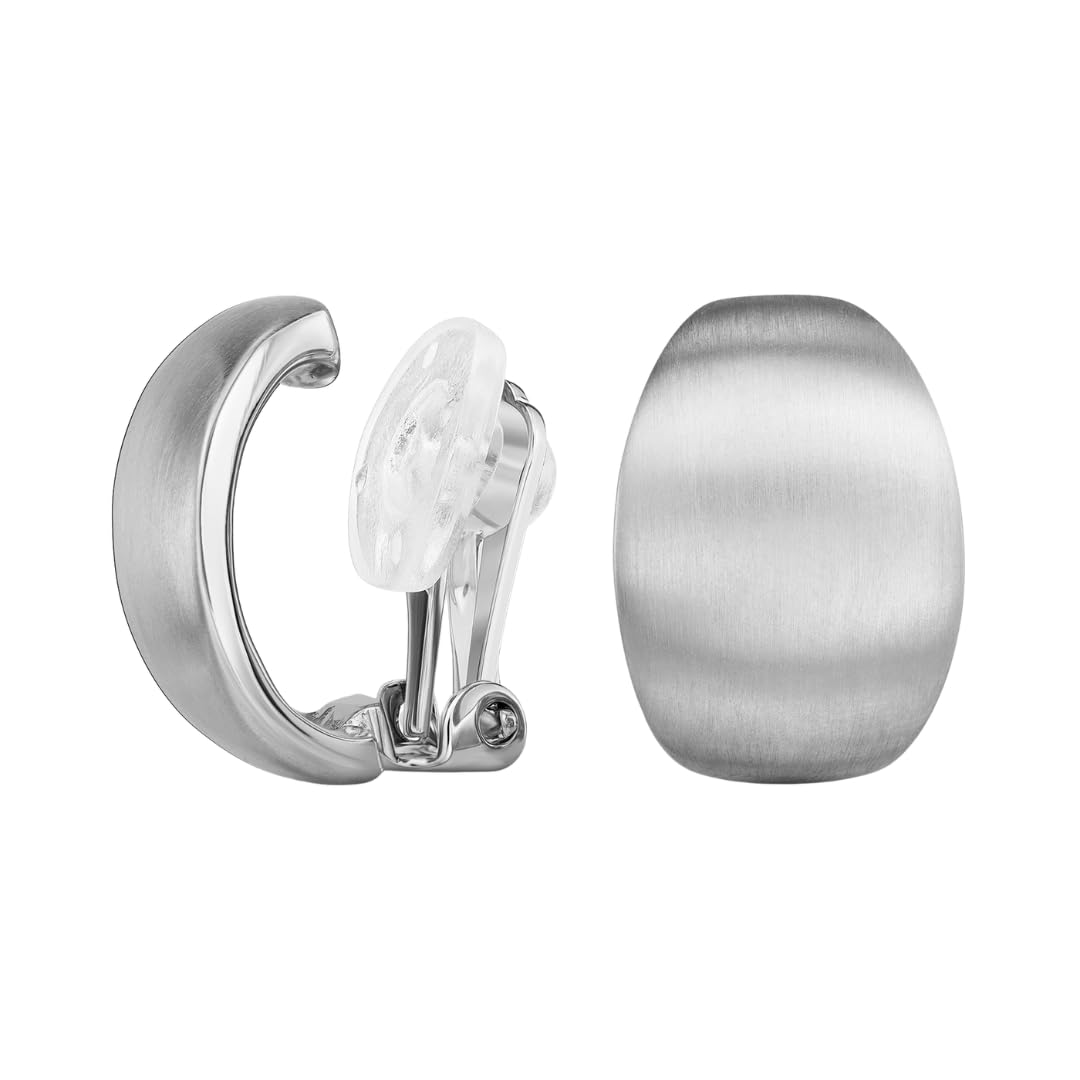 Traveller Ohrclip - Damen - Silberfarben - Satin-Finish - Oval - Platiniert - 20x14 mm - 157884