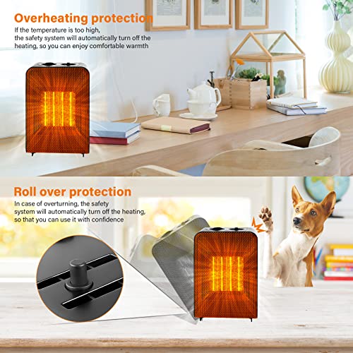 CXhome Ventilatorkachel, energiebesparend, keramiek, 2000 W, met 2 snelverwarming, bescherming tegen kantelen en oververhittingsbeveiliging, 3 modi, elektrische verwarming voor badkamer, kantoor, woonkamer - Afbeelding 4