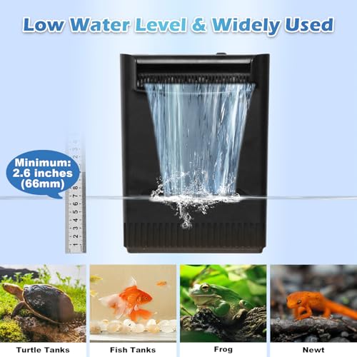 Image of 290GPH Turtle Tank Filter Aquarium Filter for 20-85 Gallon, Turtle Filter Low Water Level Available and Flow Adjustable, Turtle Water Filter for Shrimps Amphibians Turtle Tank Saltwater Freshwater