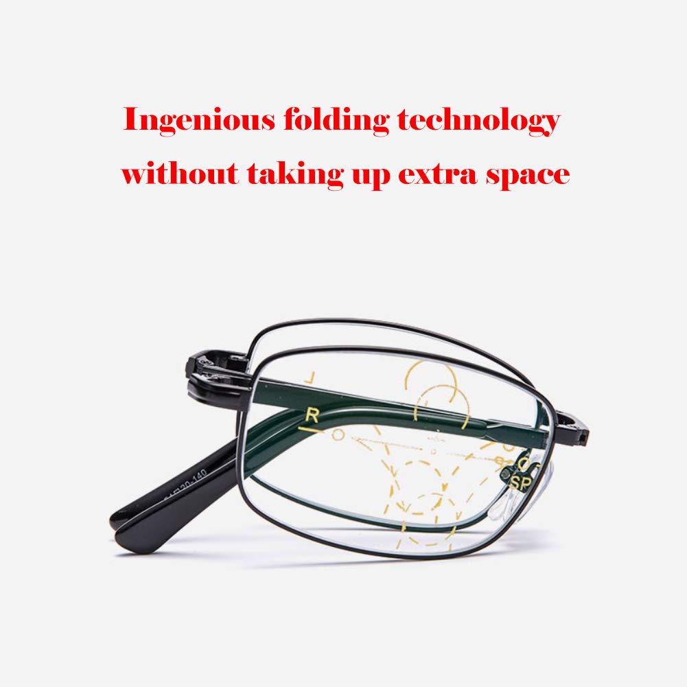 Gafas de Lectura fotocromáticas Plegables, Bloqueo Progresivo de luz Azul Bloqueador de luz de Metal de fotograma Completo para Hombres Mujeres