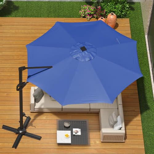 Garvee 10Ft Cantilever Patio Umbrella with 360° Rotation, Adjustable Tilt, Heavy-Duty 600D Oxford Fabric, Rust-Proof Aluminum Frame, Fits Most Stands, Without Base Weight
