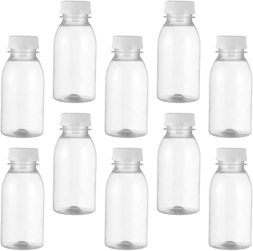 Luxshiny Botellas de agua transparentes, 15 botellas con tapas, 3.4 onzas, reutilizable, transparente, a granel, para leche y otras bebidas, botella