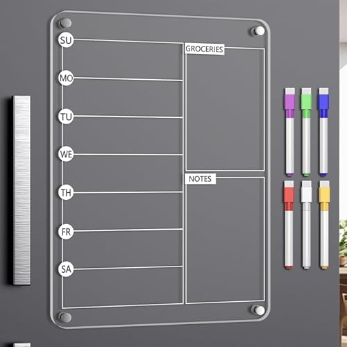 Comparison: 9'X9' Kitchen Layout 5 Acrylic Meal Planner Magnetic Menu Board for Kitchen Fridge, 13