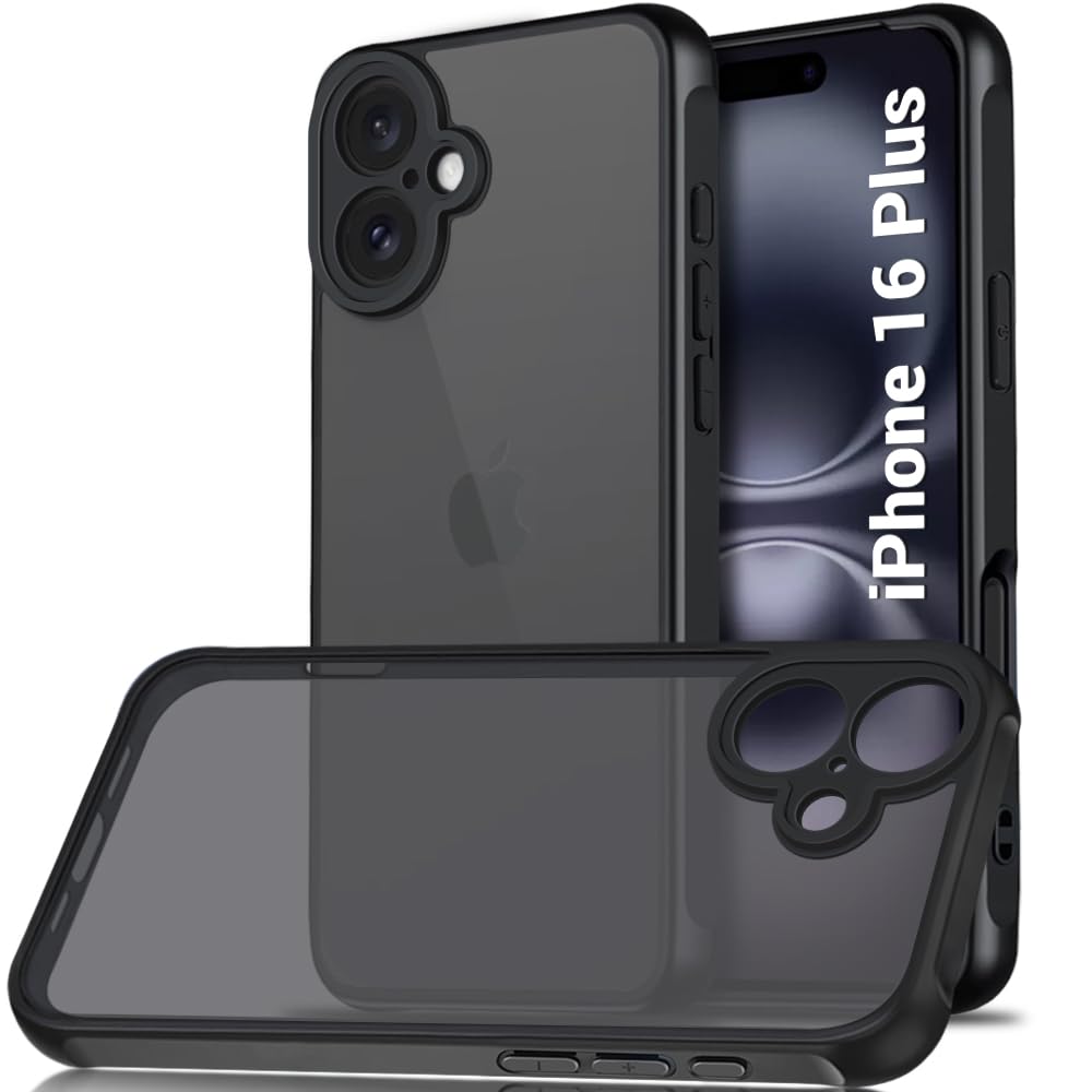TheGiftKart Hybrid Matte Frosted Translucent Back Cover Case for iPhone 16 Plus | Shockproof Design | Camera Protection Module | Hard Back Cover for iPhone 16 Plus (PC & TPU, Frost Black) (B0DFHF51SB) Amazon Price History, Amazon Price Tracker