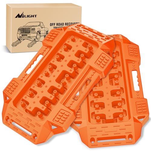 Image of Nilight Recovery Offroad Traction Boards Mini Short Emergency Tire Tracks Mats For 4WD 4X4 ATV UTV on Mud Sand Snow (2PCS Orange)