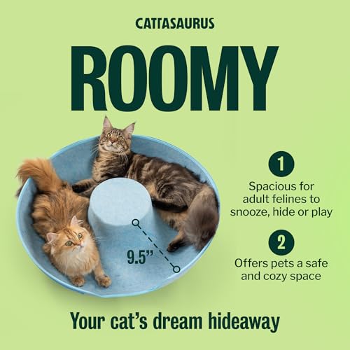 Image of Cattasaurus Peekaboo Cat Cave Donut for Multiple & Large Cats up to 30-45 lbs, 3-in-1 Self Warming Cat Bed, Tunnel & Scratcher for Indoor Cats, Washable & Detachable Small Dog Bed (Blue, Jumbo)