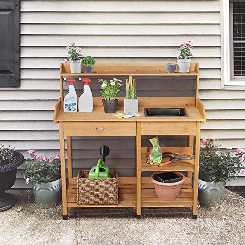Potting Bench Outdoor Garden Work Bench Station Planting
