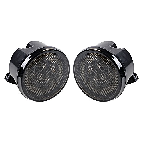 Astra Depot 2pcs Amber Smoke Front LED Turn Signal Indicator Lights Compatible For 2007-2017 Wrangler JK JKU