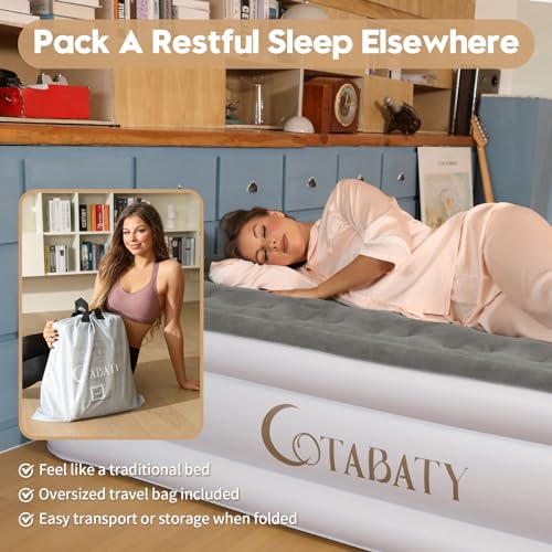 Image of Twin Air Mattress with Built-in Pump, 18 inch Tall Inflatable Mattress Double Airbed, Luxury Self Inflating Air Bed Blow Up Mattress Portable for Home Camping Travel, 550lb Max Weight