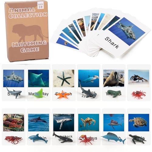 MEROCO Montessori Animal Match Game Cards Marine Animal Matching Montessori Language Materials Toddlers Preschool Educational Learning Toys NEWT011