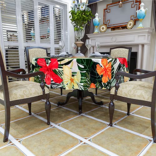 VVA Tropical Round Tablecloth Hawaiian Palm Tree Hibiscus Flowers Plants Tablecloths 50x50 Inch by VVA - Used condition - Image 5