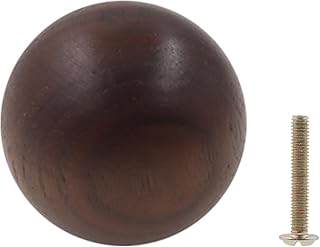 Wood Ball Drawer Knobs, Unfinished Black Walnut Wood Ball Dresser Knobs,Wood Ball Pull Handle for Cabinets Wardrobe Cupboard Bookshelf Armoire Vanity (3 * 3cm/1.18 * 1.18" Black Walnut)