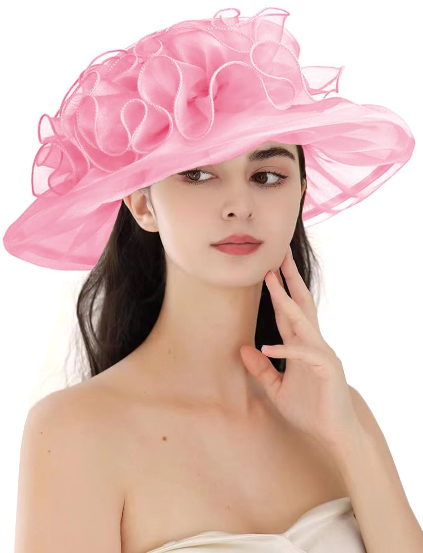 ORIDOOR Women's Organza Cloche Bowler Hat Derby Fascinator for Tea Party Bridal Wedding Hat