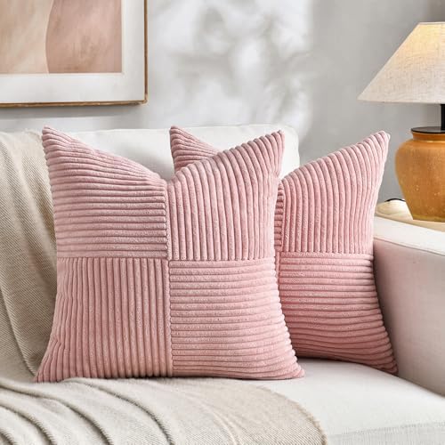 Fancy Homi 2 Packs Blush Pink Decorative Throw Pillow Covers 18x1...