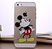 for iPhone 5 / 5S - Disney Mickey & Minnie Mouse Apple Logo Clear Transparent Hard Back Protector Case Cover *Includes Free Tempered Glass* [Apple iPhone 5/5S Only] (Mickey Looking)