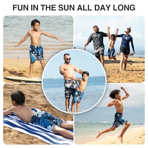 Image of Kanu Surf Boys' Victor Stripe Quick Dry Beach Board Shorts Swim Trunk