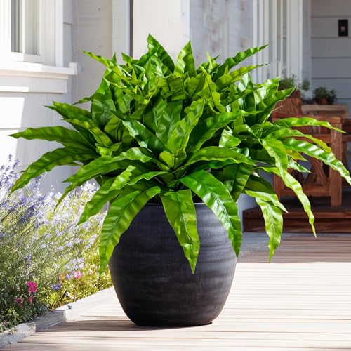 4 Pcs Artificial Greenery Stems Fake Bird Nest Fern Faux Branches Artificial Plants Realistic Fake Dracaena Realistic Plants for Indoor Outdoor Porch Patio Home Office Living Room Decor (Bright Green)