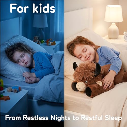 Image of Niuniu Daddy Highland Cow Weighted Stuffed Animals, 20 Inch 3.3 lbs Weighted Plushies, Heavy Calming Body Pillow for Sleeping, Sensory Lying Lap Pad Toy Huggable Gift for Kids and Adults
