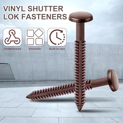 Image of Blulu 18 Pcs 3 Inch Vinyl Shutter Fastener Window Panel Peg Lok Pin Pegs Screws Shutter Spikes Anchor (Bordeaux Red)