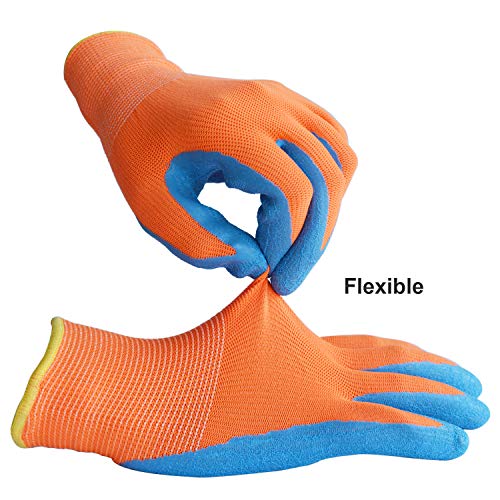 GLOSAV 3 Pairs Kids Gardening Gloves for Yard Work, Children Latex Garden Gloves for Age 2-12 Toddler, Girls, Boys (Size 2 for 2, 3, 4 Year Old)
