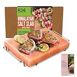 Himalayan Salt Block Cooking Plate 12x8x1.5 for Cooking, Grilling, Cutting and Serving, with Steel Tray & Recipe booklet Unique Gifts for Men, Women, Chefs & Cooks